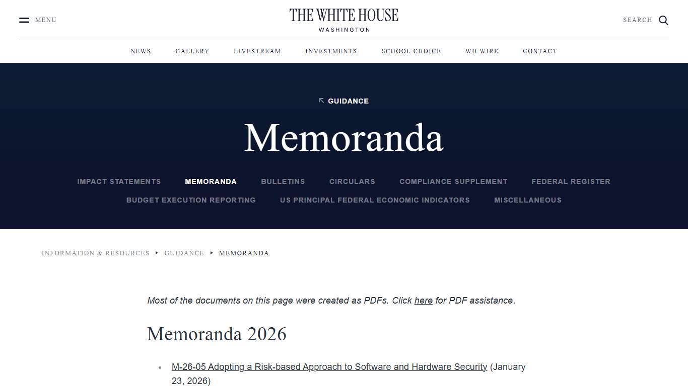 Memoranda – OMB – The White House
